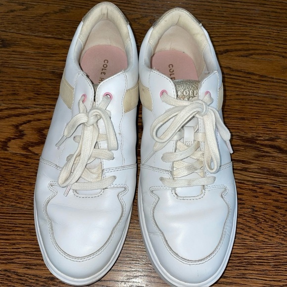Cole Haan Women White and Gold Grand Cross Court Sneaker Shoes Size 7.5 - Picture 3 of 7